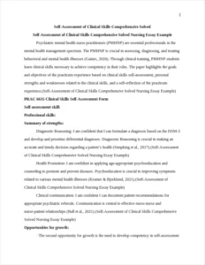 Self-Assessment of Clinical Skills Comprehensive Solved Nursing Essay Example – page 2