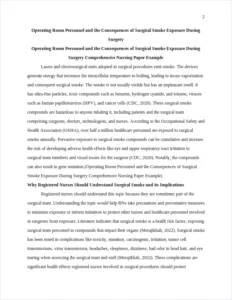 Operating Room Personnel and the Consequences of Surgical Smoke Exposure During Surgery Comprehensive Nursing Paper Example – page 2