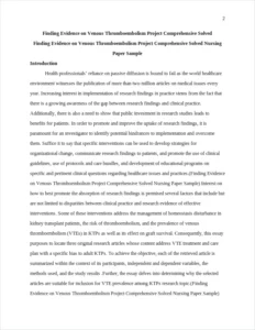 Finding Evidence on Venous Thromboembolism Project Comprehensive Solved Nursing Paper Sample – page 2