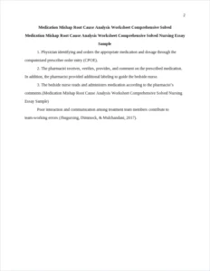 Medication Mishap Root Cause Analysis Worksheet Comprehensive Solved Nursing Essay Sample – page 2