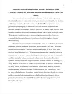 Controversy Associated With Dissociative Disorders Comprehensive Solved Nursing Essay Example – page 2