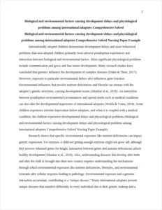 Biological and environmental factors causing development delays and physiological problems among international adoptees Comprehensive Solved Nursing Paper Example – page 2