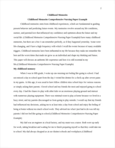 Childhood Memories Comprehensive Nursing Paper Example – page 2
