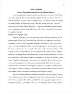 Cancer Abnormality Comprehensive Nursing Paper Example – page 2
