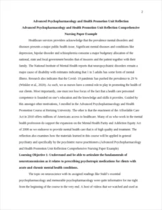 Advanced Psychopharmacology and Health Promotion Unit Reflection Comprehensive Nursing Paper Example – page 2