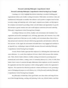 Personal Leadership Philosophy Comprehensive Solved Nursing Essay Example – page 2