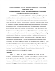 Annotated Bibliography-Electronic Medication Administration With Barcoding Comprehensive Solved Nursing Essay Example – page 2