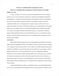 Final Care Coordination Plan Comprehensive Solved Nursing Essay Example – page 2