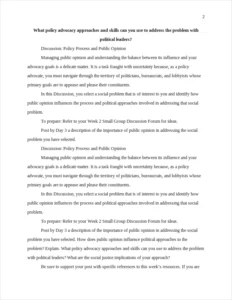 What policy advocacy approaches and skills can you use to address the problem with political leaders? – page 2