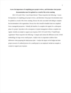 Assess the importance of completing post-project reviews – page 2