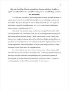 Utilize prior knowledge of theories and principles of nursing and related disciplines to explain expected client behaviors – page 2