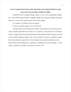 Create a 4-page brochure that provides information about integrative/holistic nursing services that can be provided to healthcare facilities. – page 2
