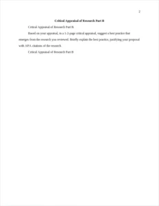 Critical Appraisal of Research – page 2